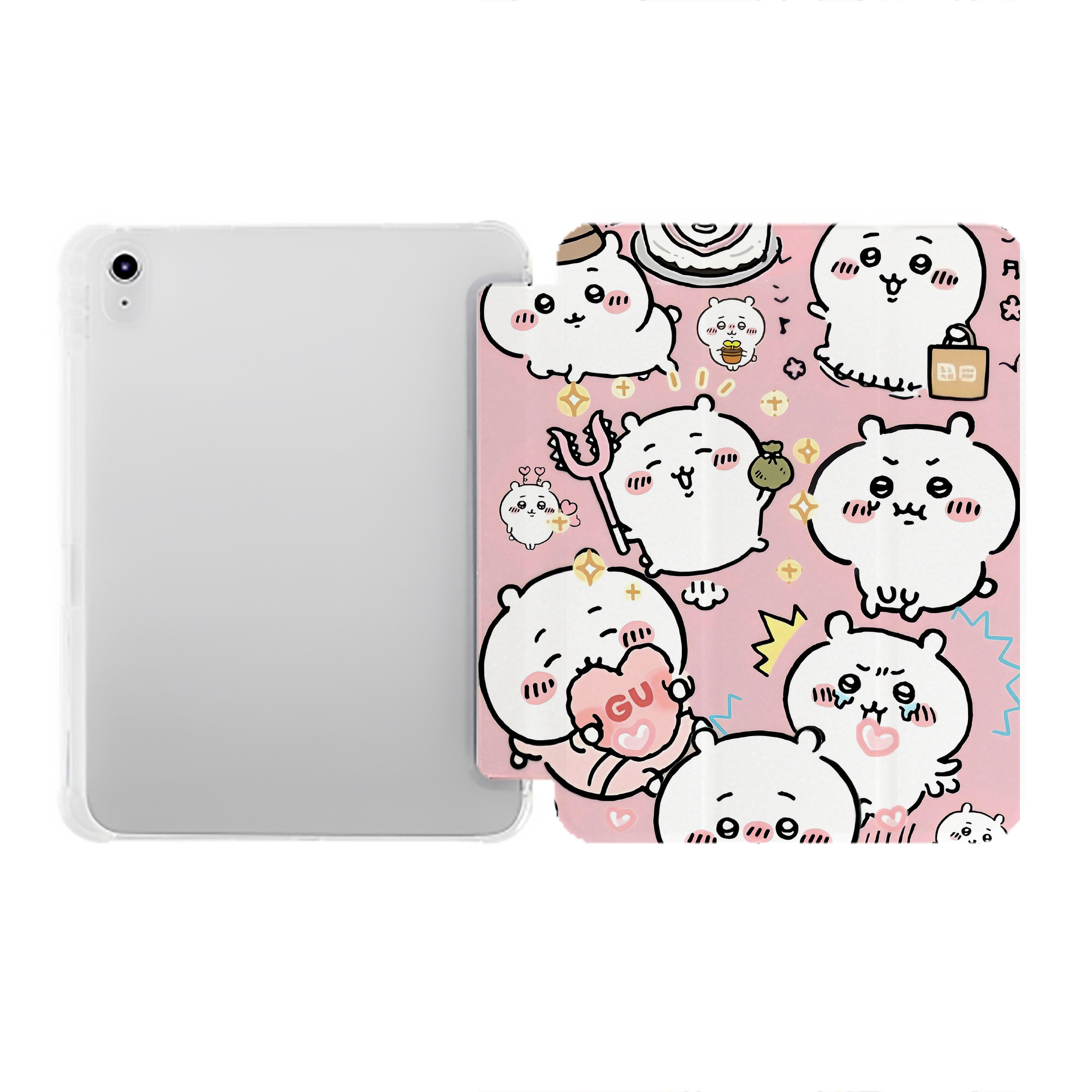 （画像用） ちいかわ Chii-kawa IPad ケース ペン収納付き 三つ折りスタンド PUレザー×シリコン 対応機種9.5/10.5/10.9インチ